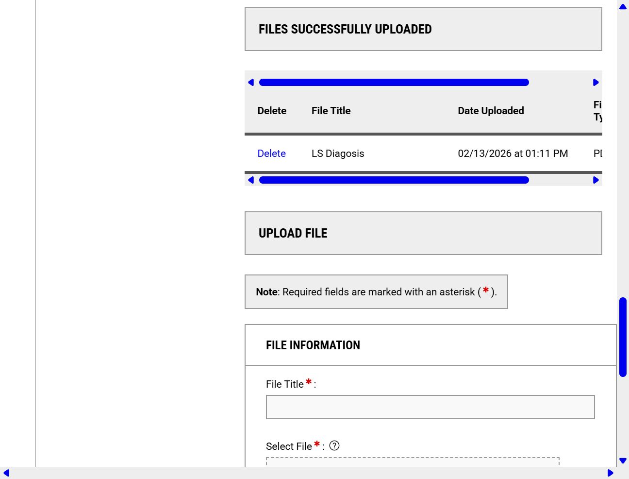 Click on FILES SUCCESSFULLY UPLOADED