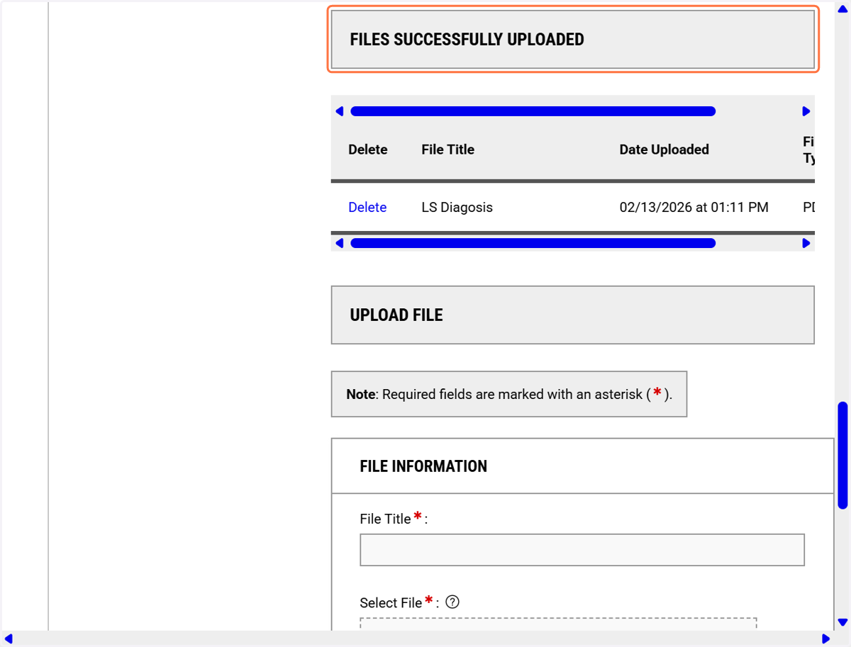 Click on FILES SUCCESSFULLY UPLOADED