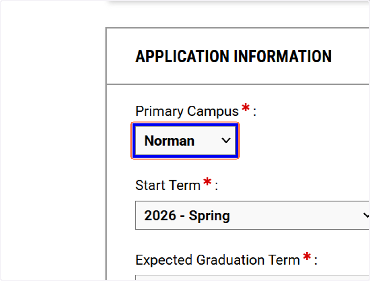 Select your campus and semester from the drop down menus