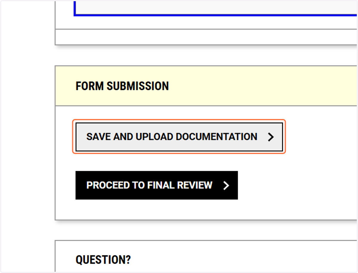 Click on SAVE AND UPLOAD DOCUMENTATION