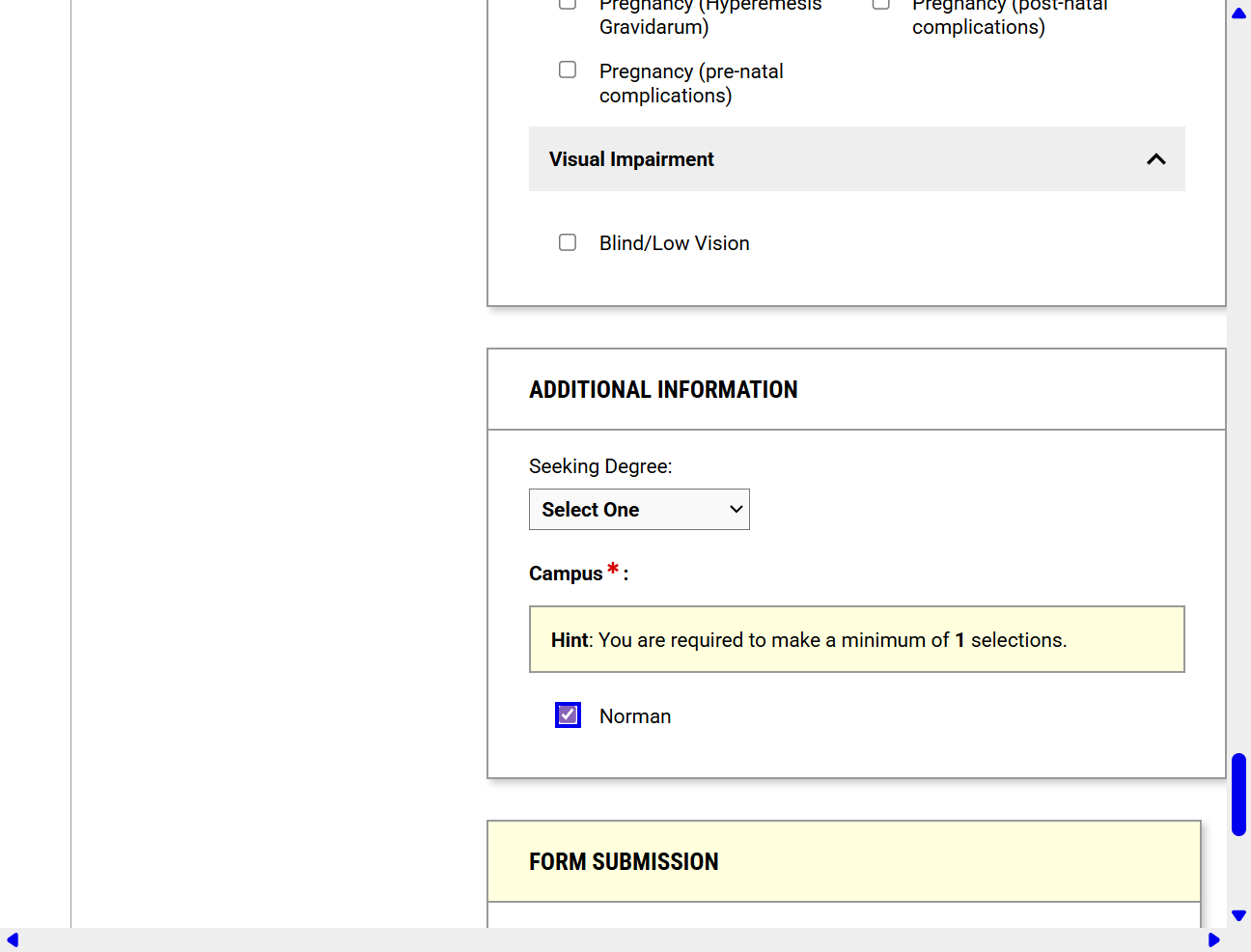 Select Degree you are seeking (optional)
