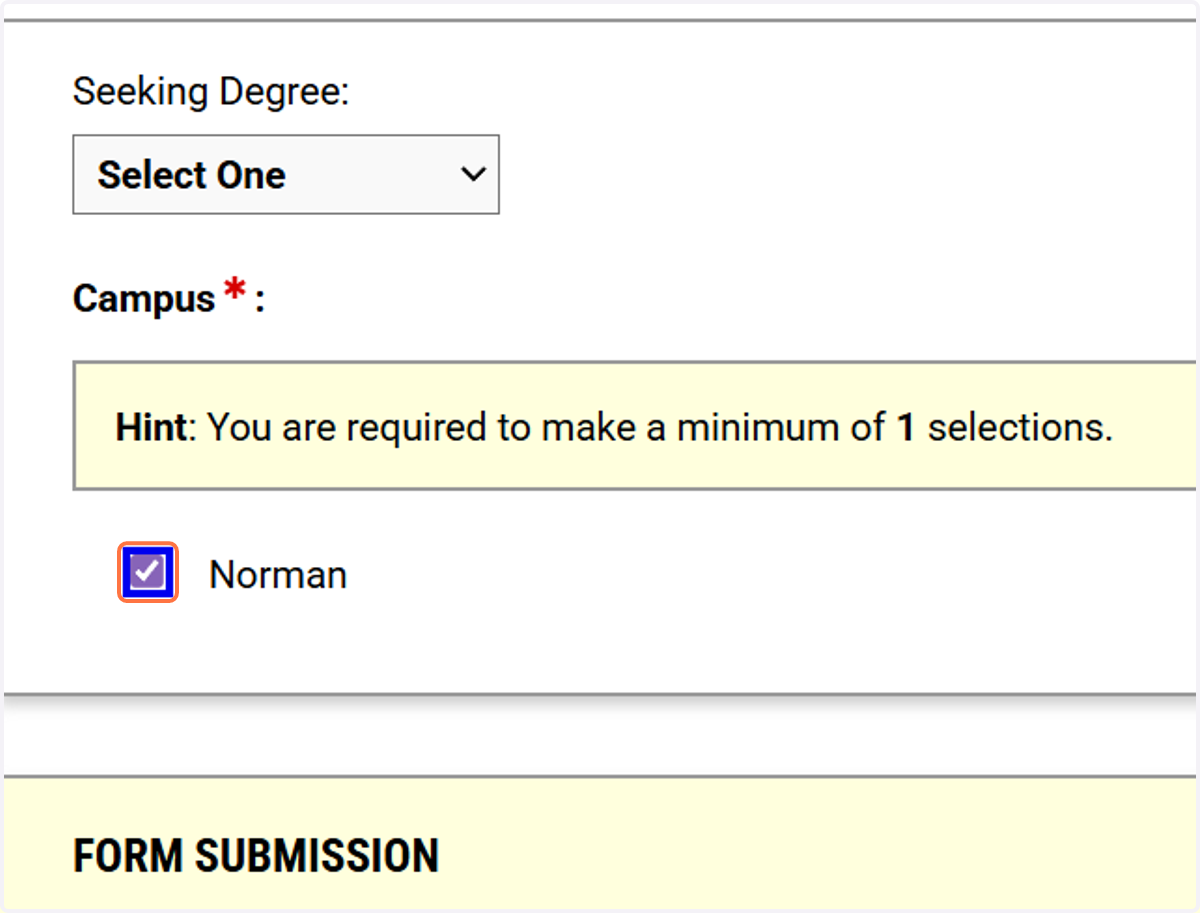 Select Degree you are seeking (optional)