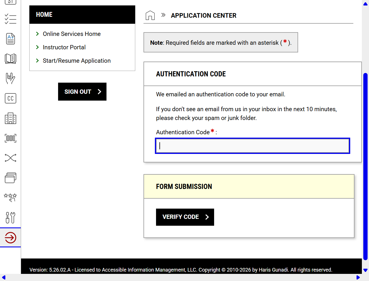 Enter in the authentication code you receive in email.