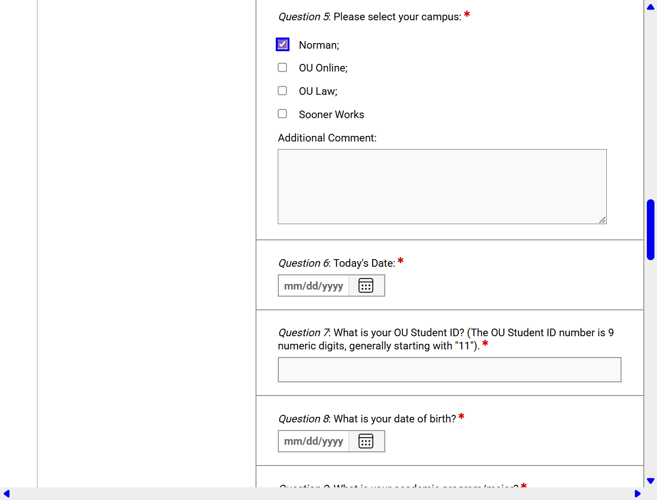 Open the date picker to enter today’s date on the form.