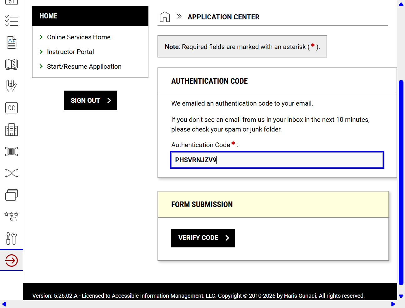 Paste the confirmation code into the Authentication Code field.
