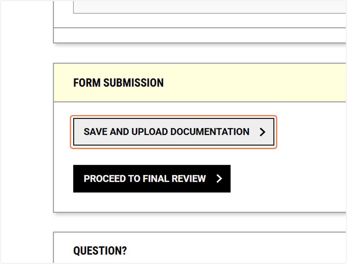 Click on SAVE AND UPLOAD DOCUMENTATION