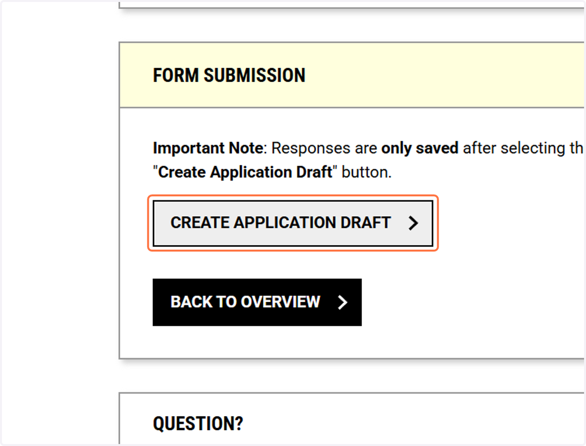 Click on CREATE APPLICATION DRAFT