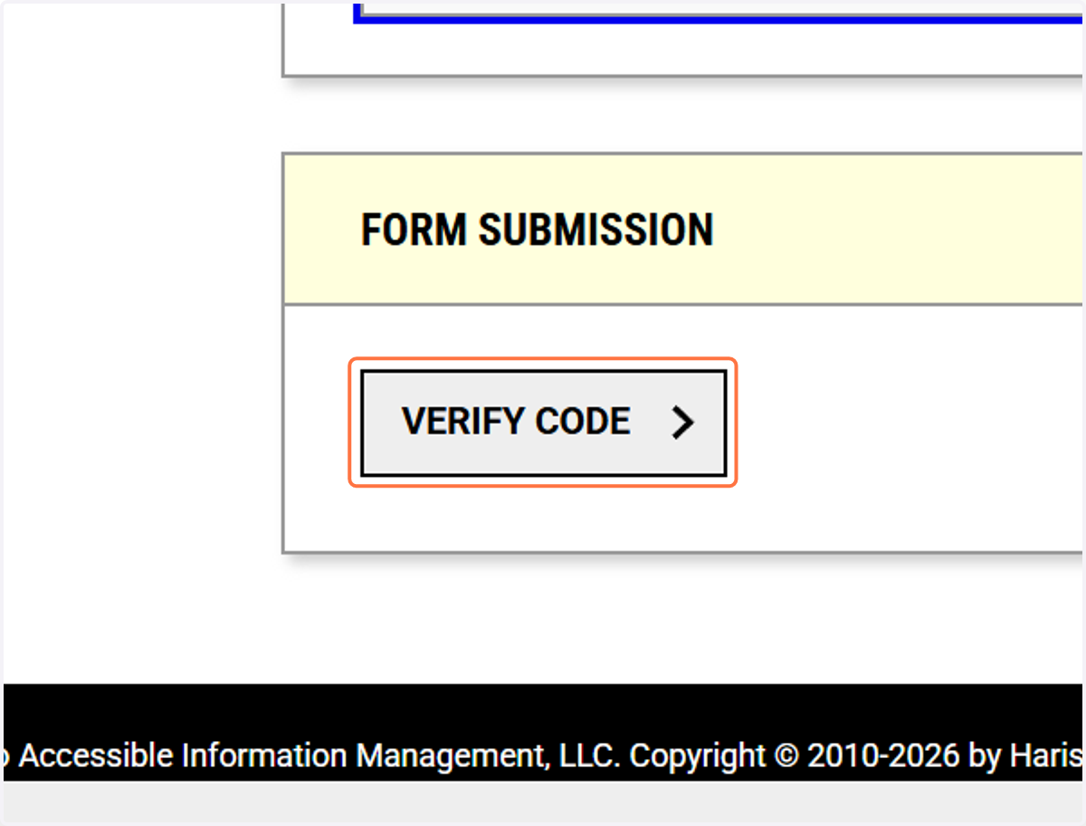 Click Verify Code to sign in and continue the application.