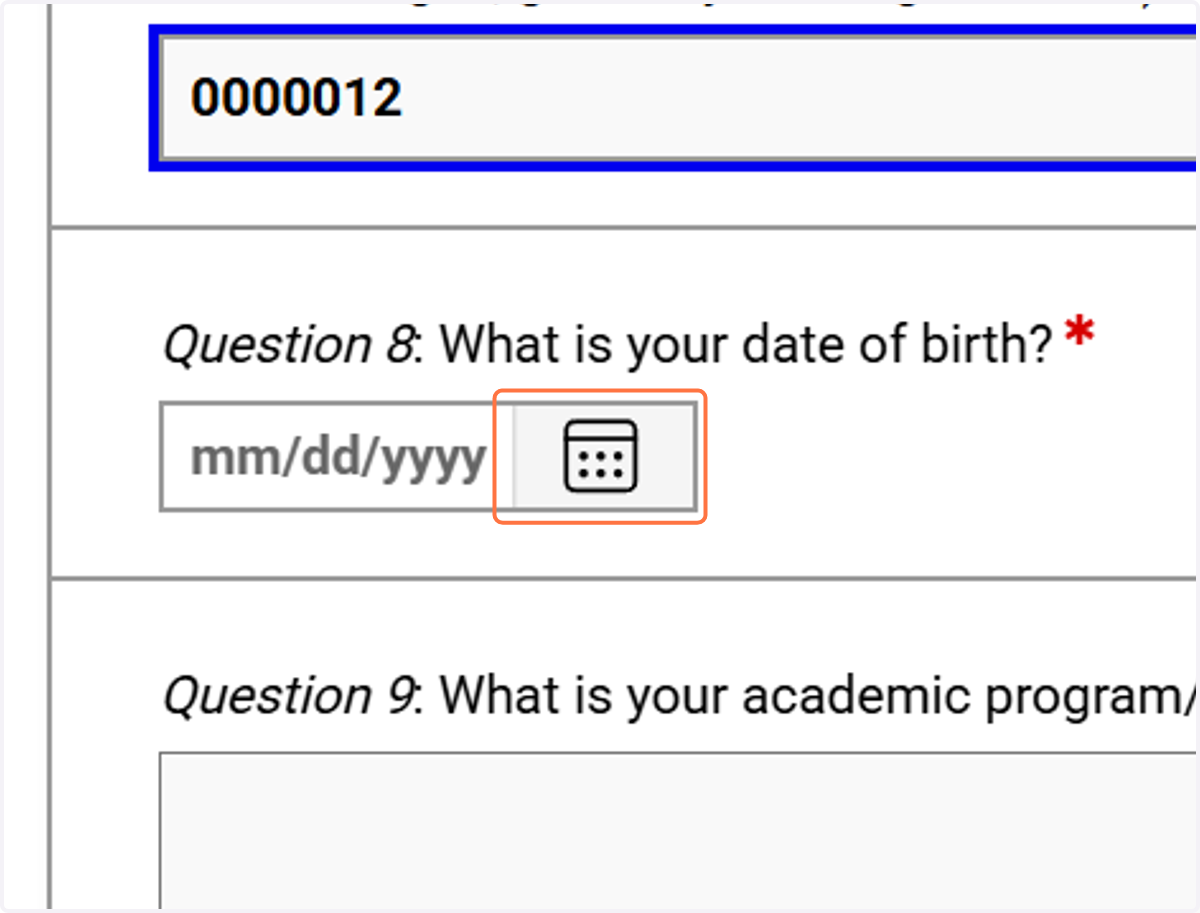 Open the date picker to select your date of birth