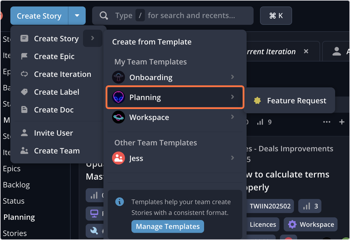 Click on Planning