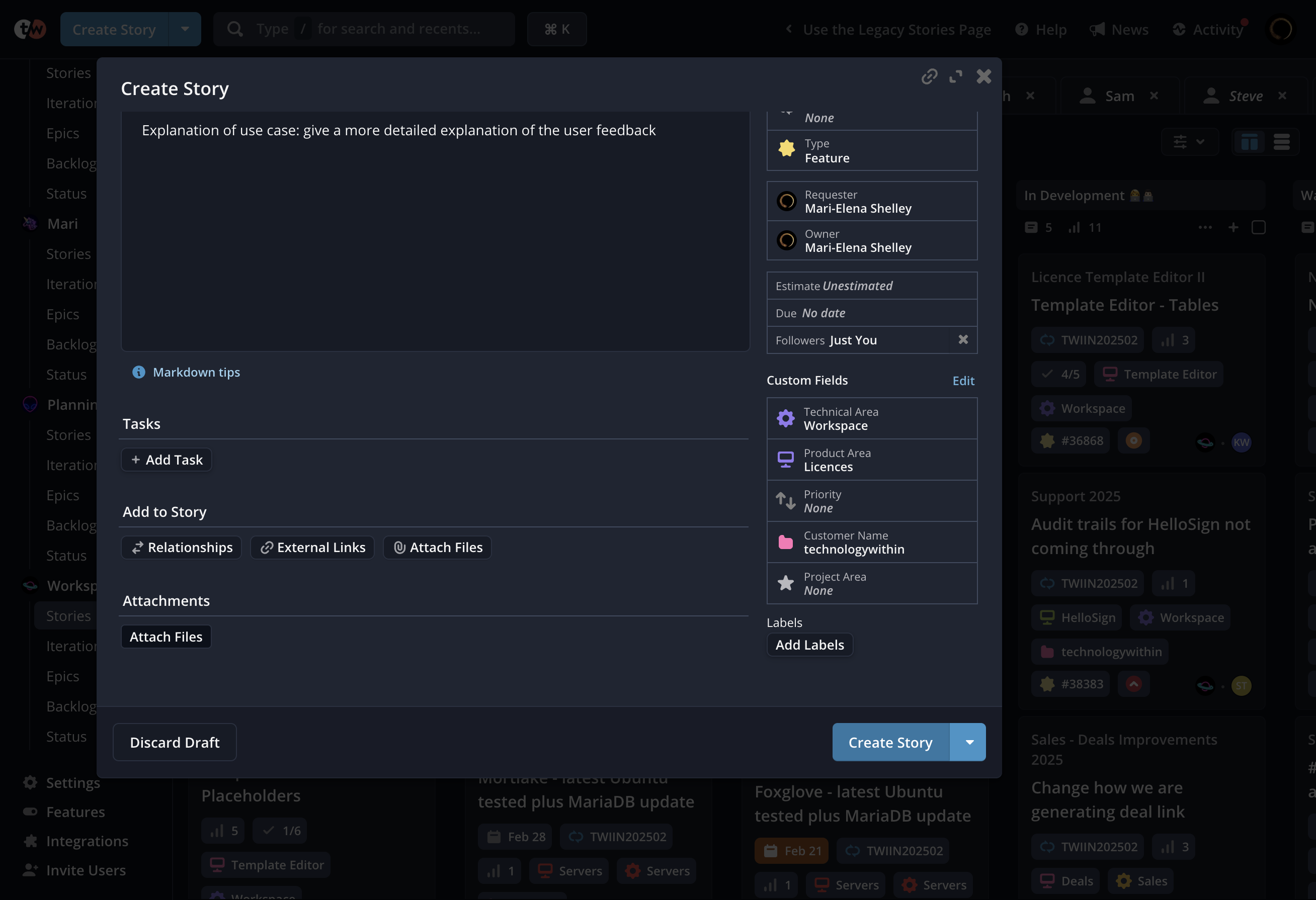 Click on Create Story