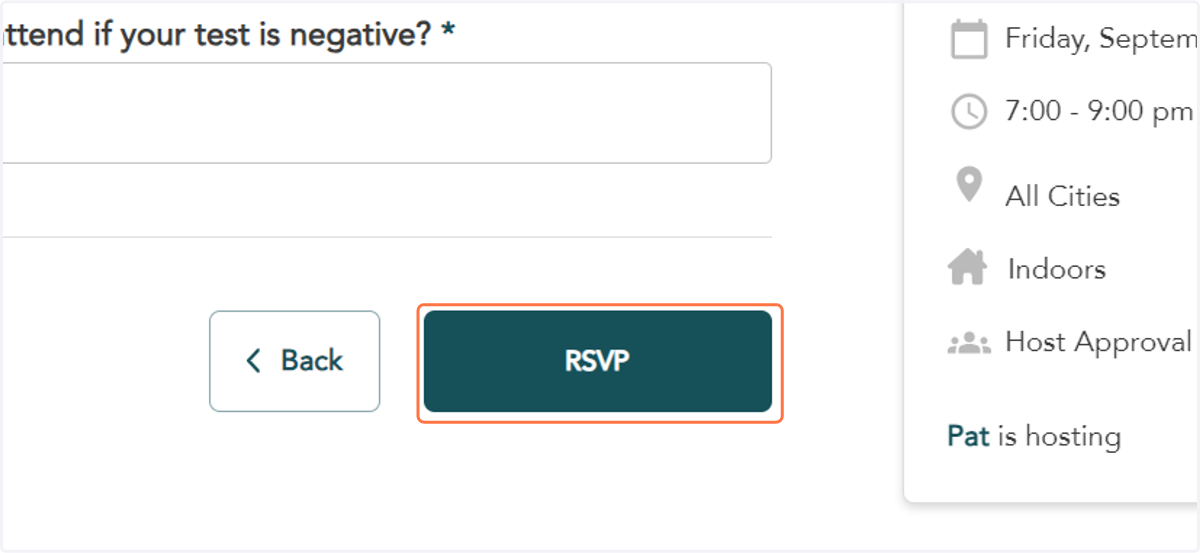 Once you've answered the host's questions, click on RSVP.