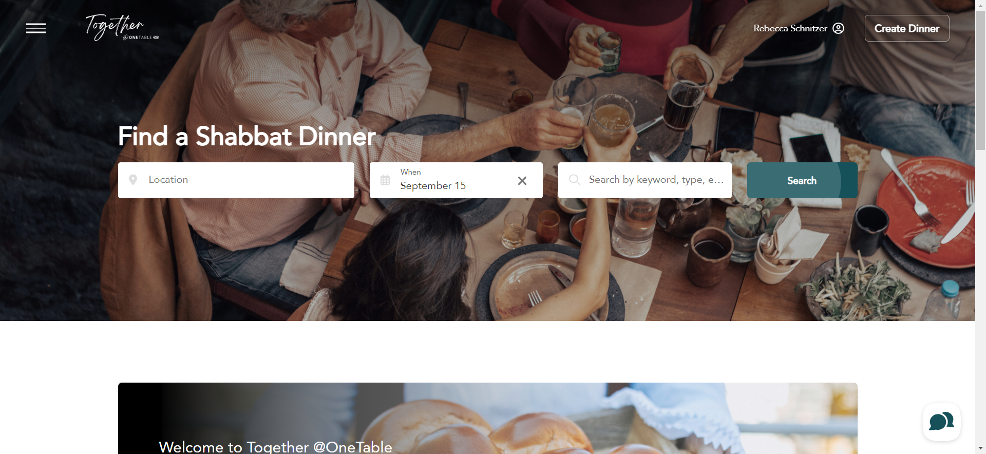 Click Search to find all dinner in your chosen city on your chosen date.