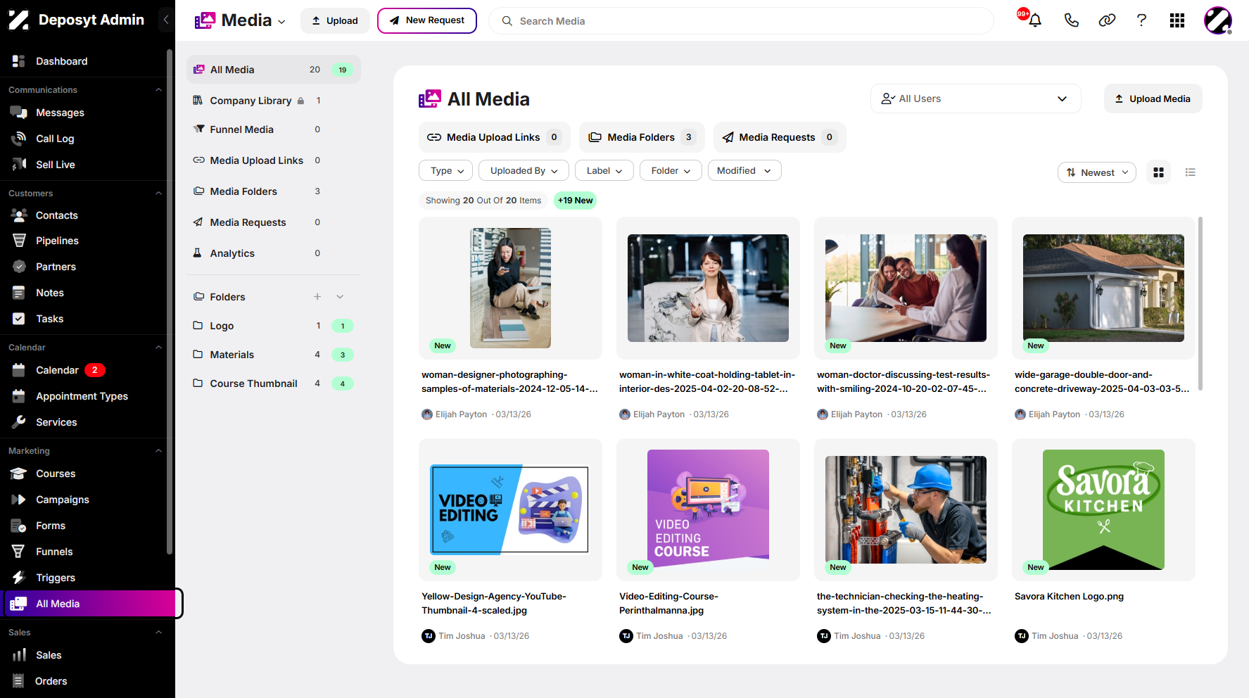 Step 1: On your Dashboard, navigate to the All Media tab under the Marketing section.