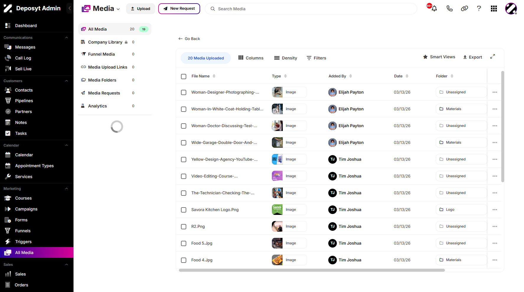 Step 4: You will then be navigated to the All Media List View.