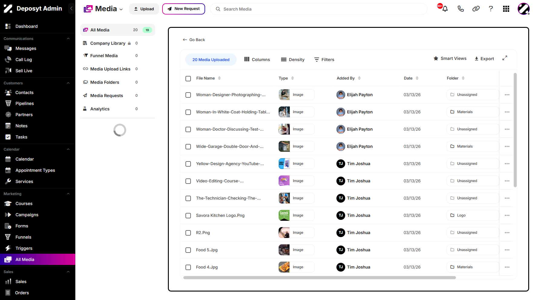 Step 4: You will then be navigated to the All Media List View.
