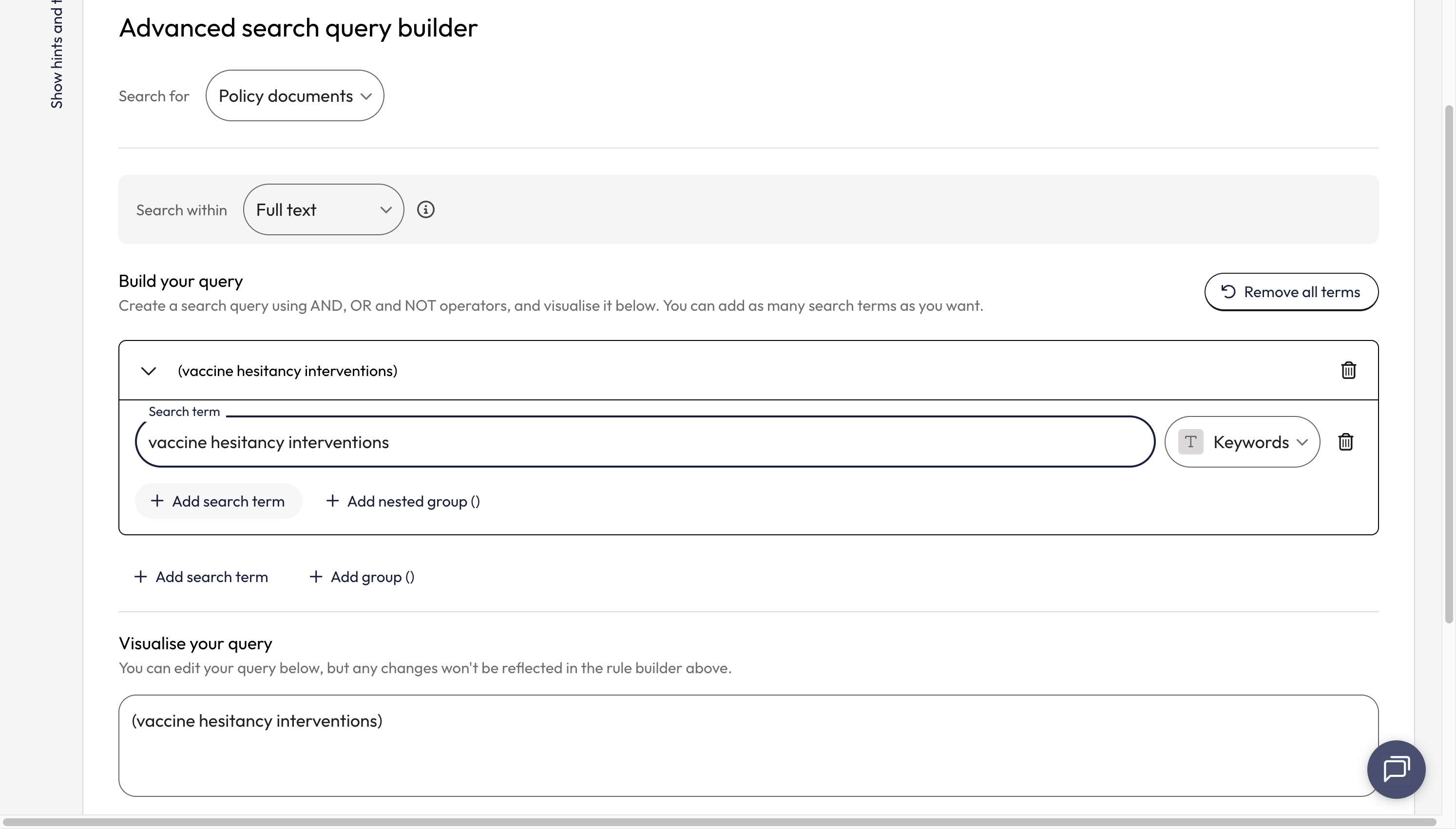 Click on 'Add search term'