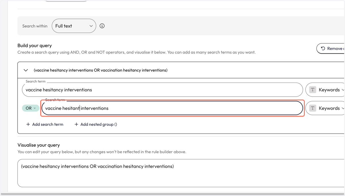 Add your next term to the second search box.