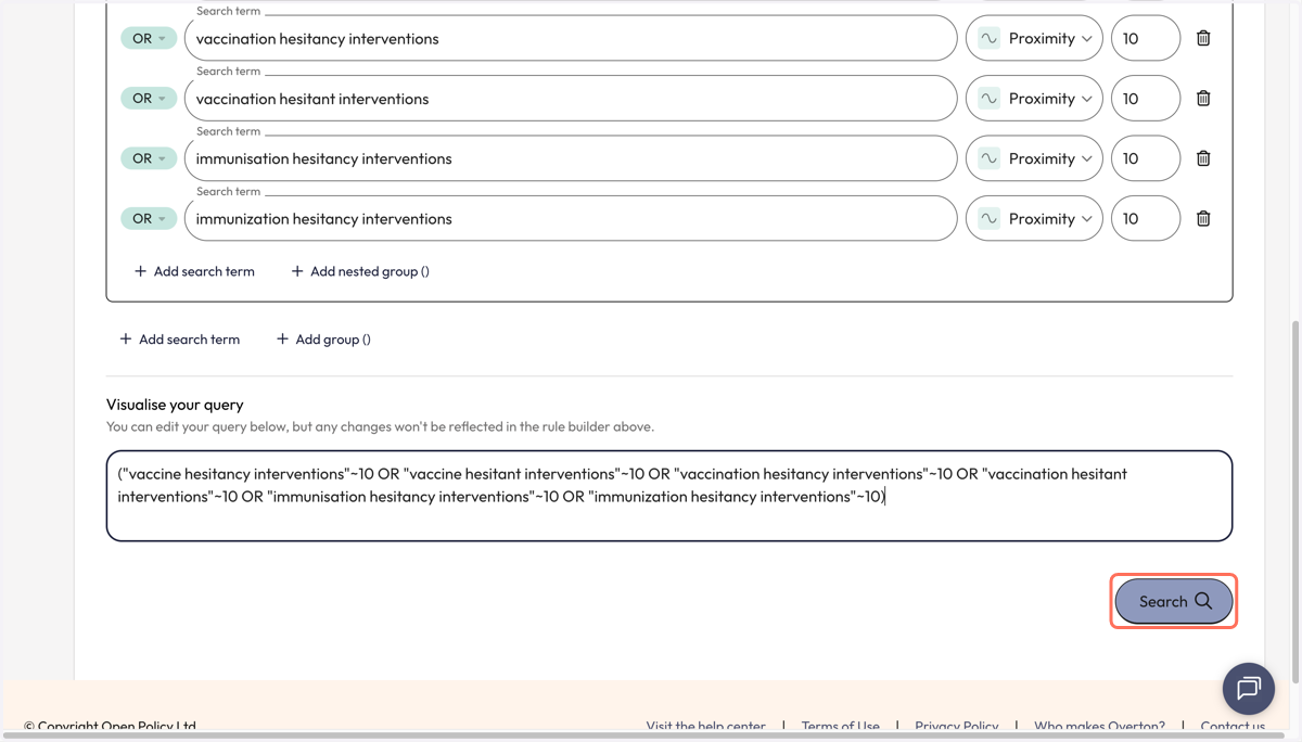 Click on 'Search' to launch search.