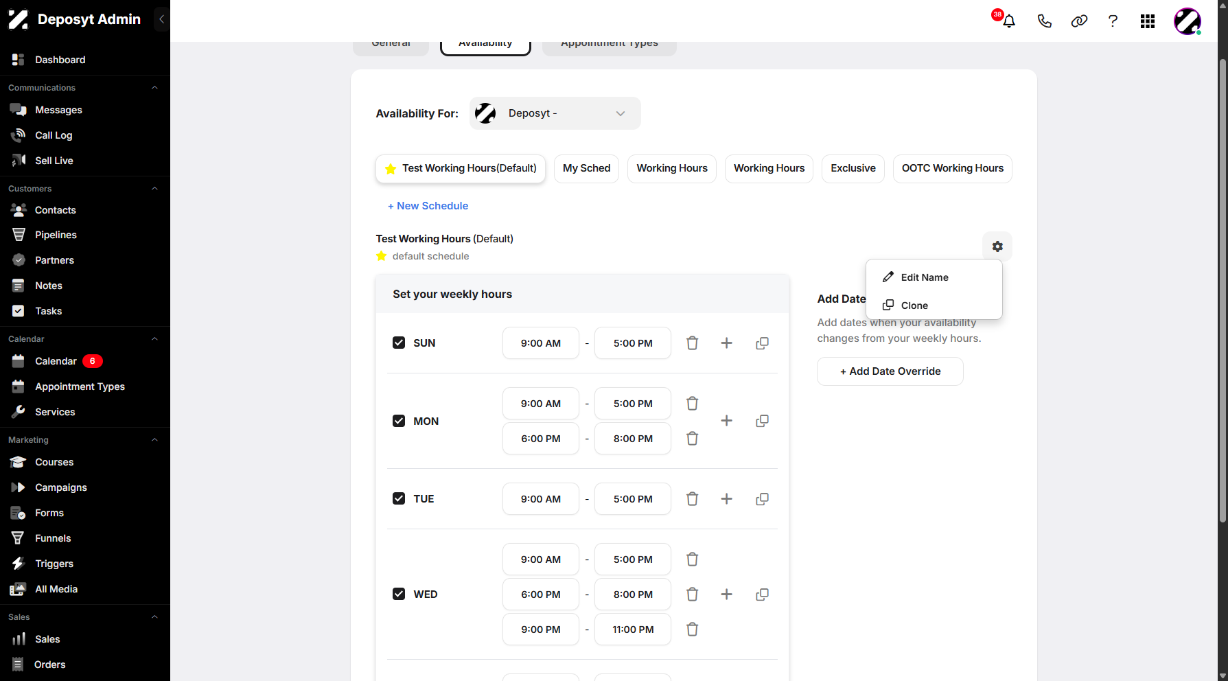 Step 8: Lastly, you can now edit your schedule name and clone it.