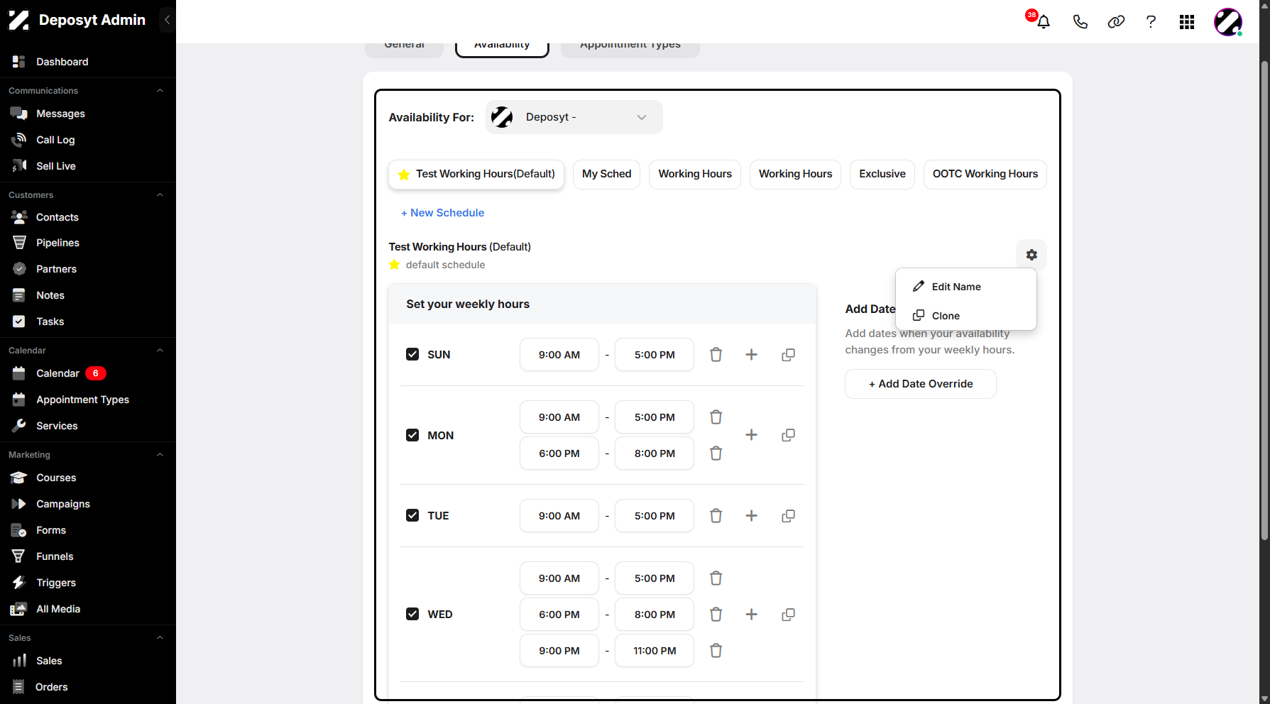Step 8: Lastly, you can now edit your schedule name and clone it.