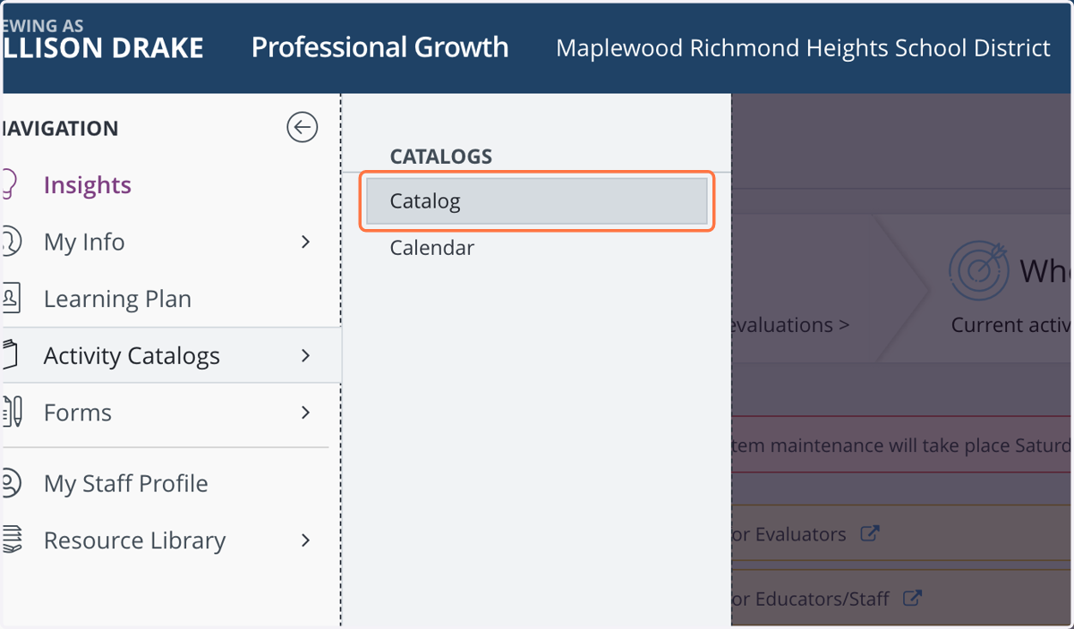 Click on Catalog