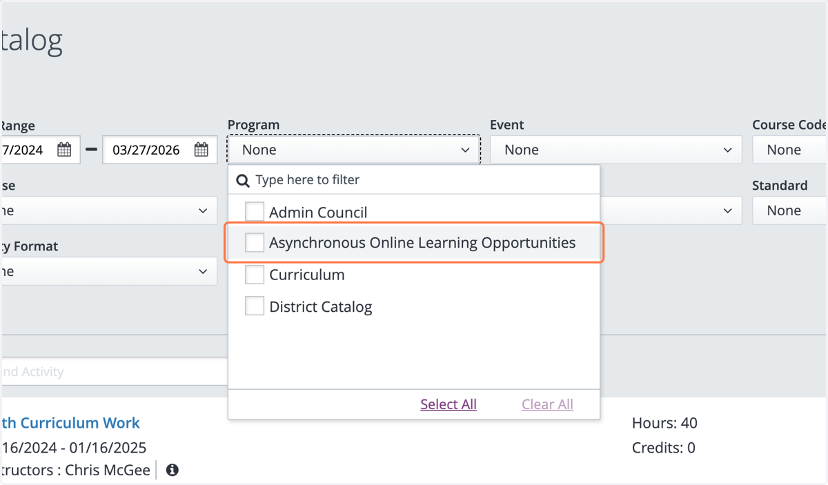 Click on Asynchronous Online Learning Opportunities