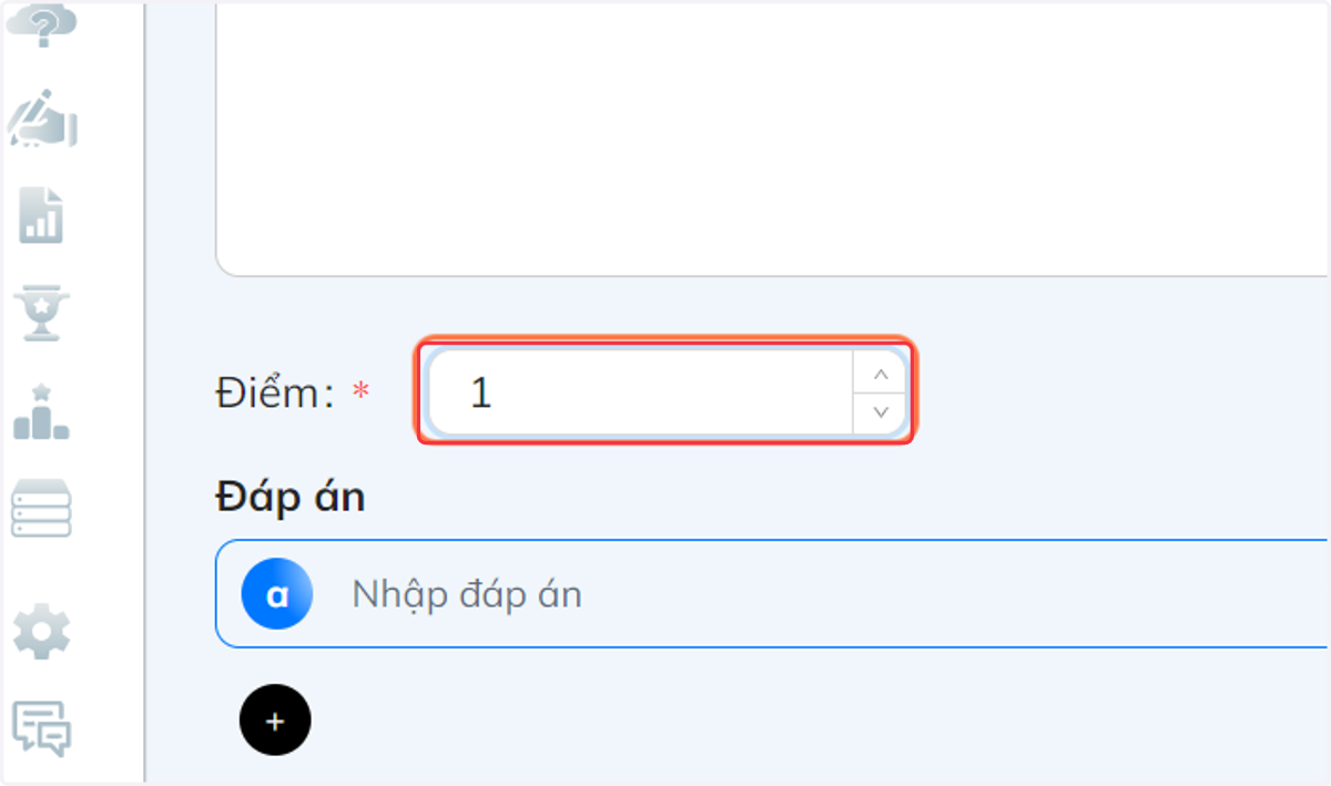 Tại khung "Điểm", nhập điểm