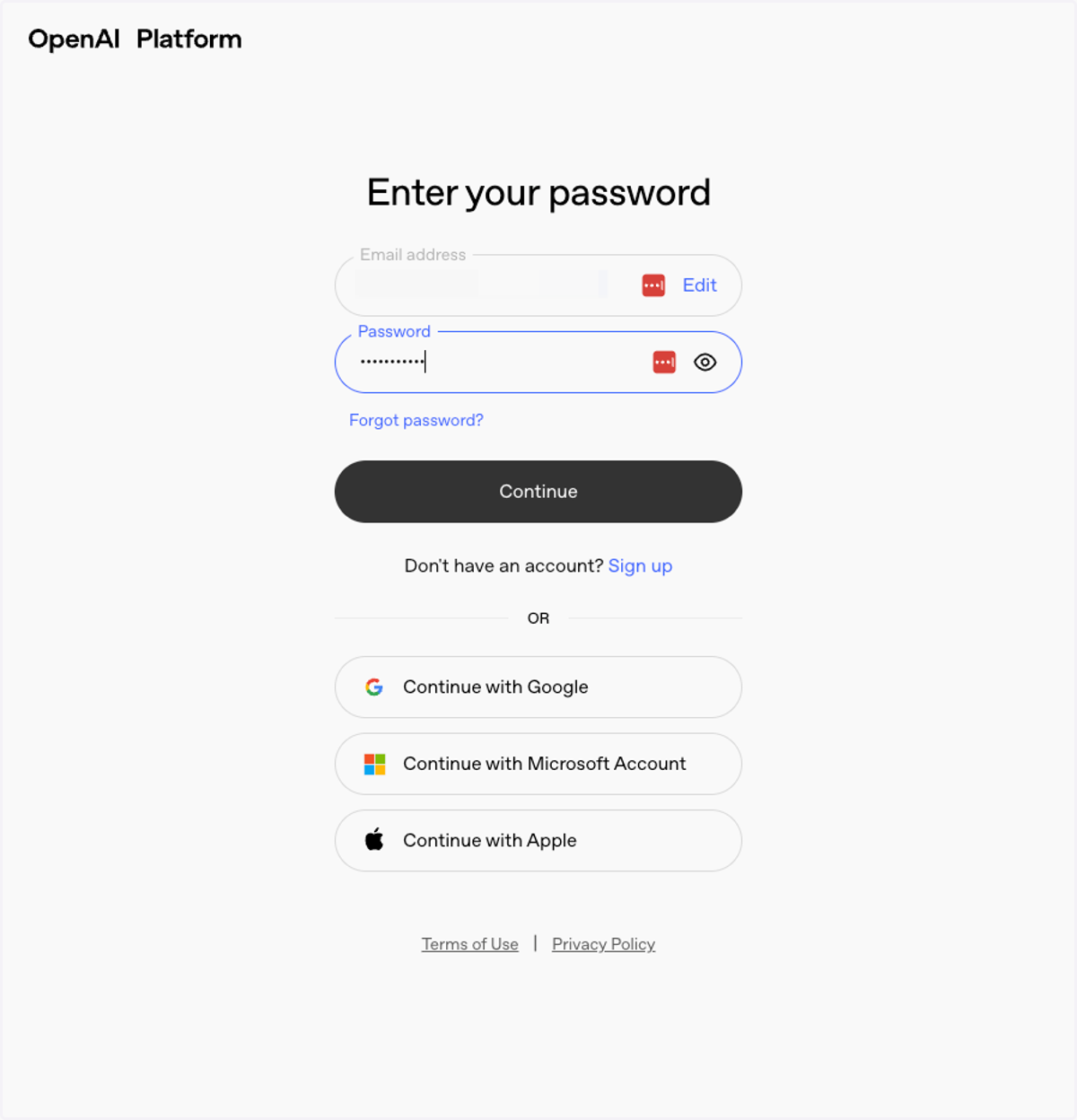 Enter your Password click on Continue
