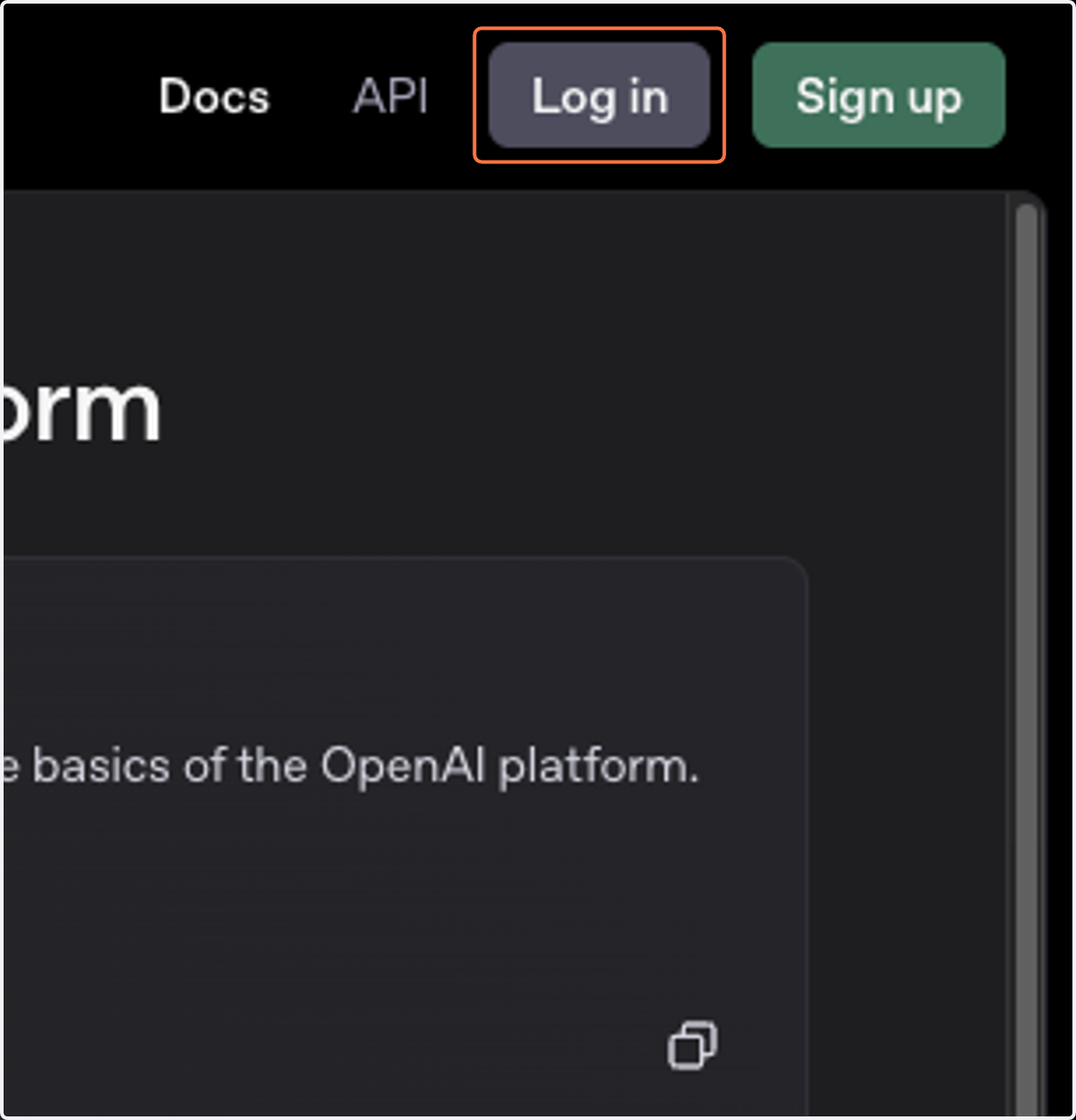 Click on Log in