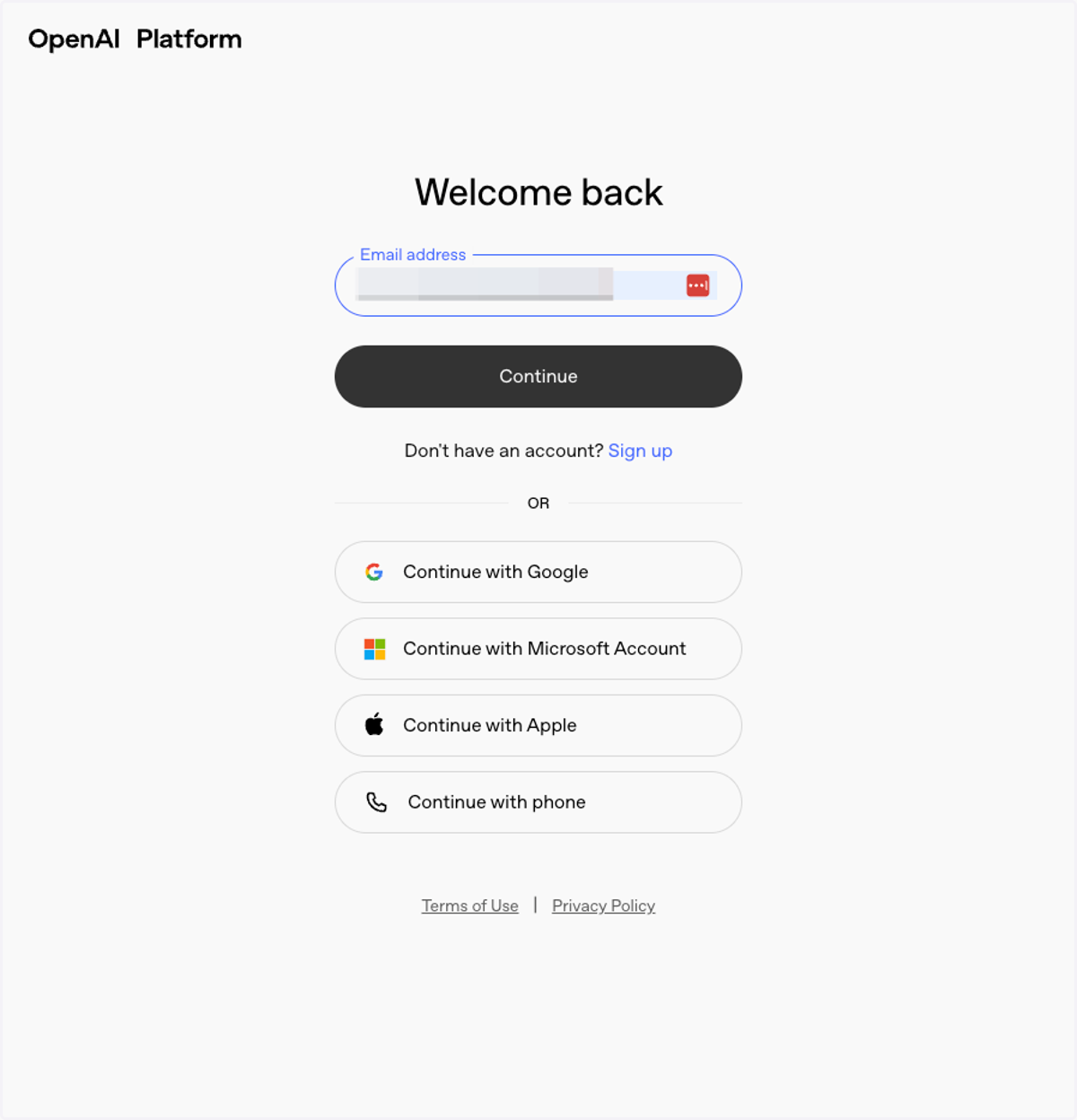 Enter your email address press on continue