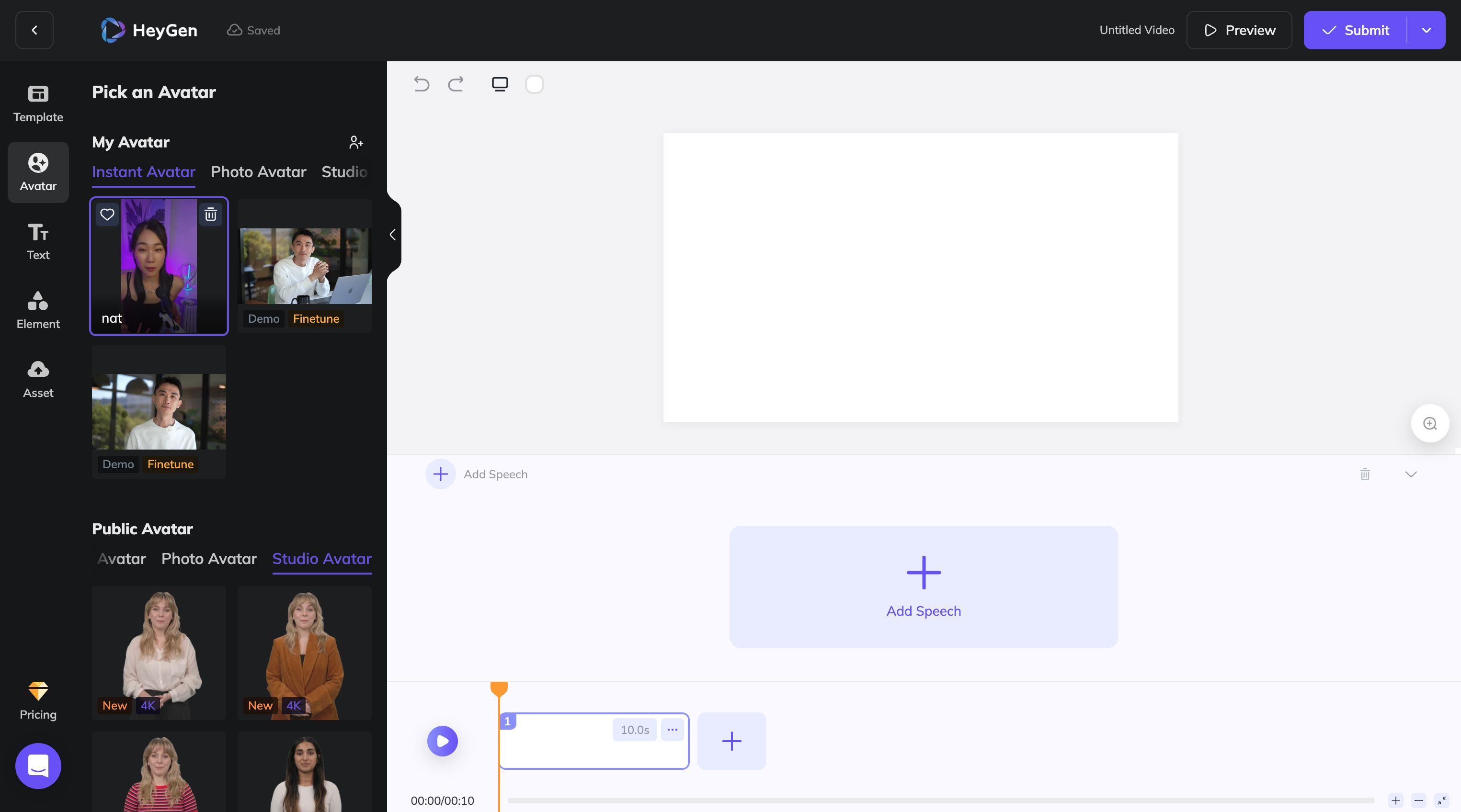 Click on avatar preview