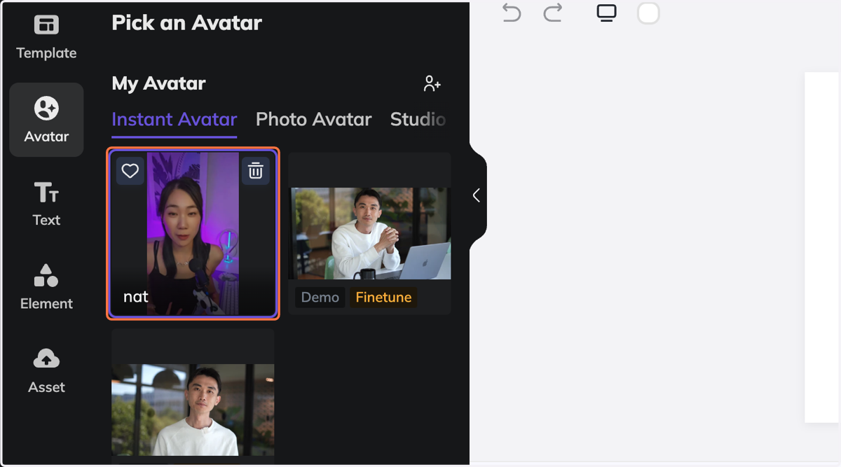 Click on avatar preview