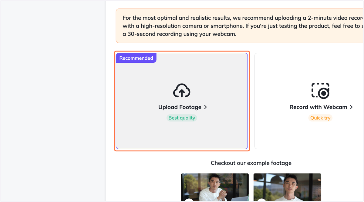 Click on Upload Footage…