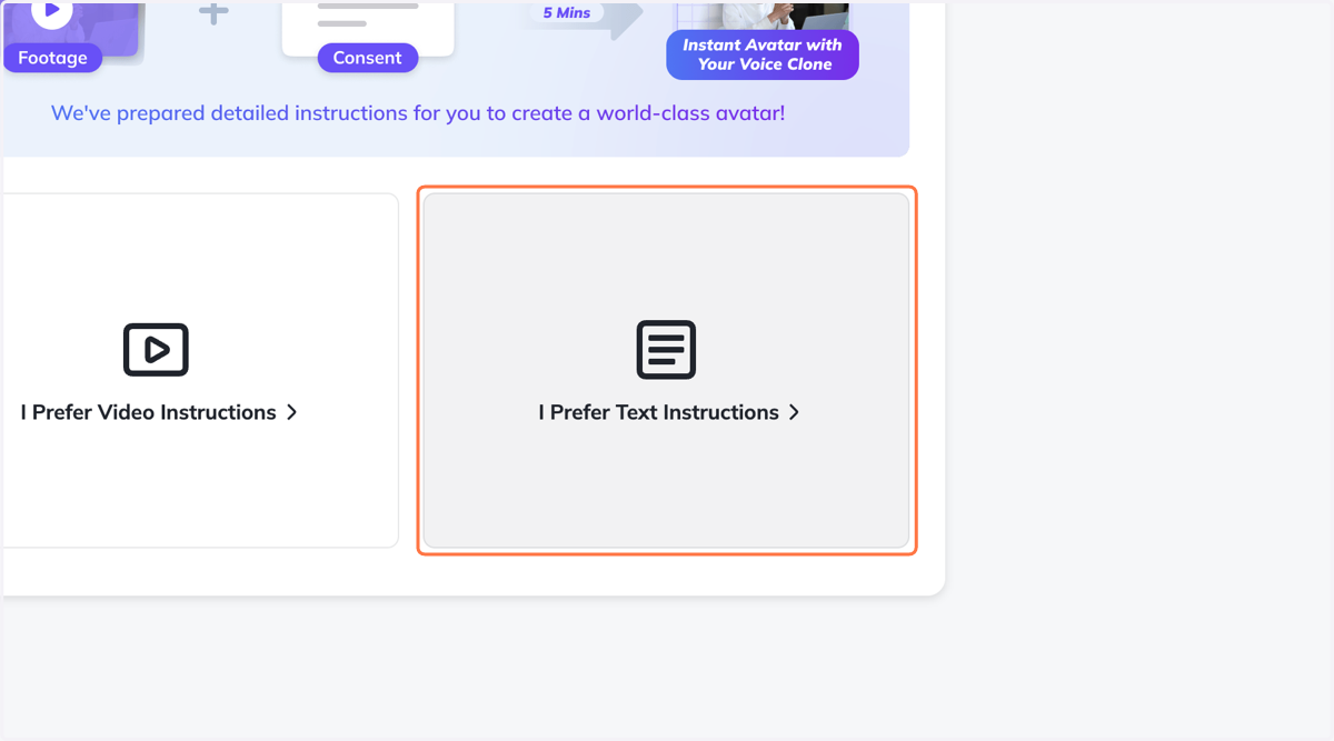 Click on I Prefer Text Instructions