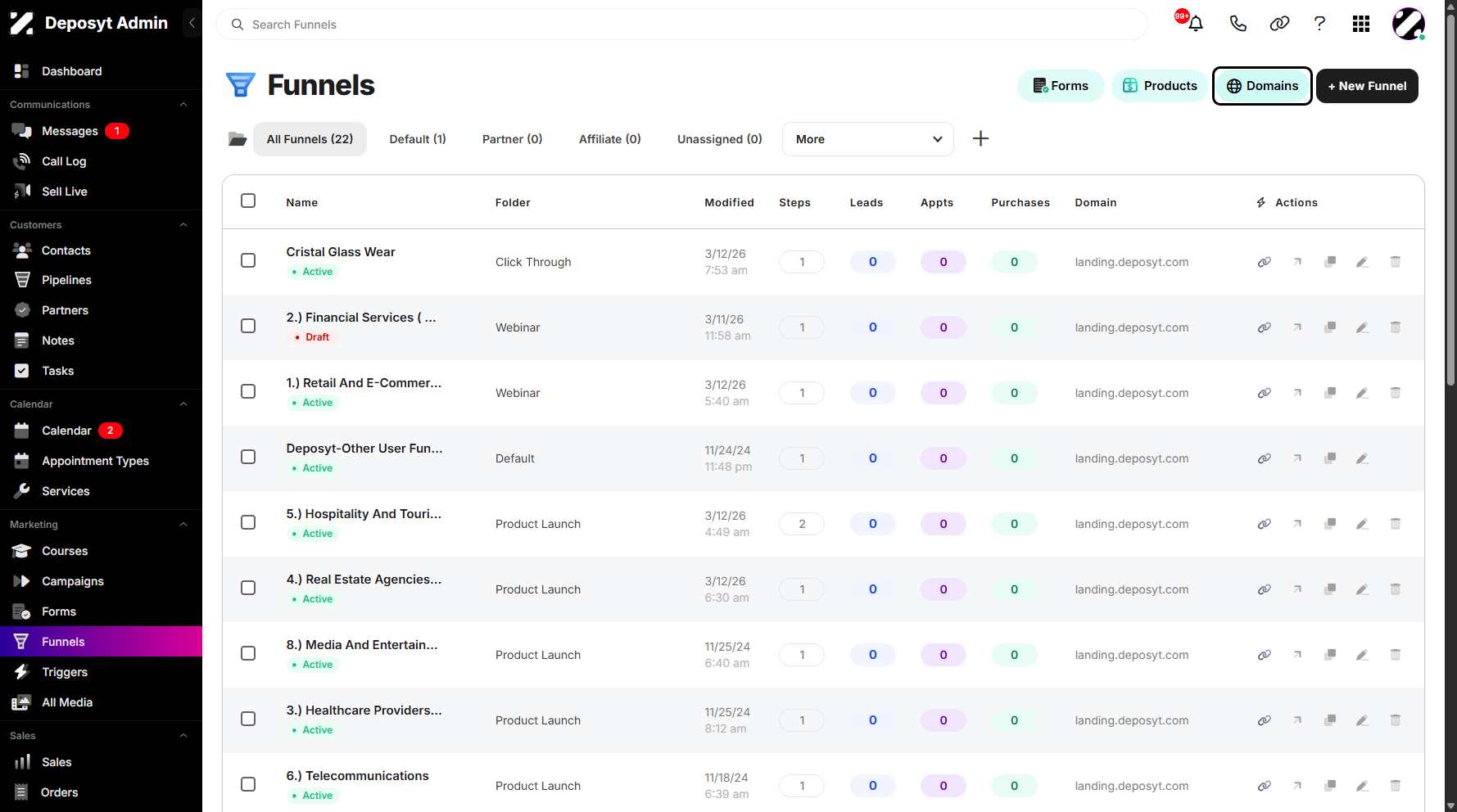 Step 3: Click on the Domains button located next to the Products button above.
