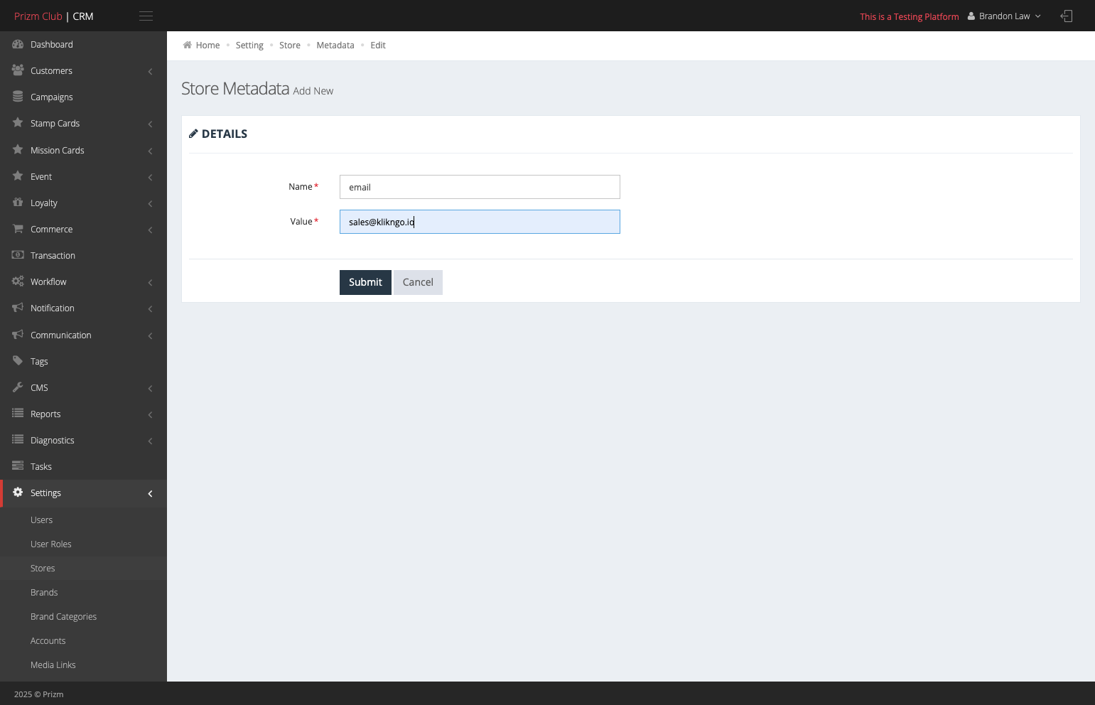 Insert your email as Value