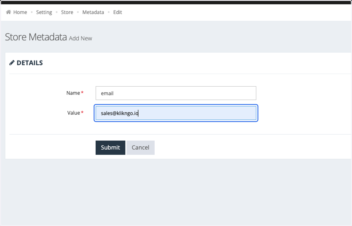Insert your email as Value