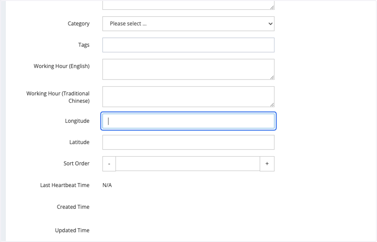 Insert the Longtitude and Latitude of your store