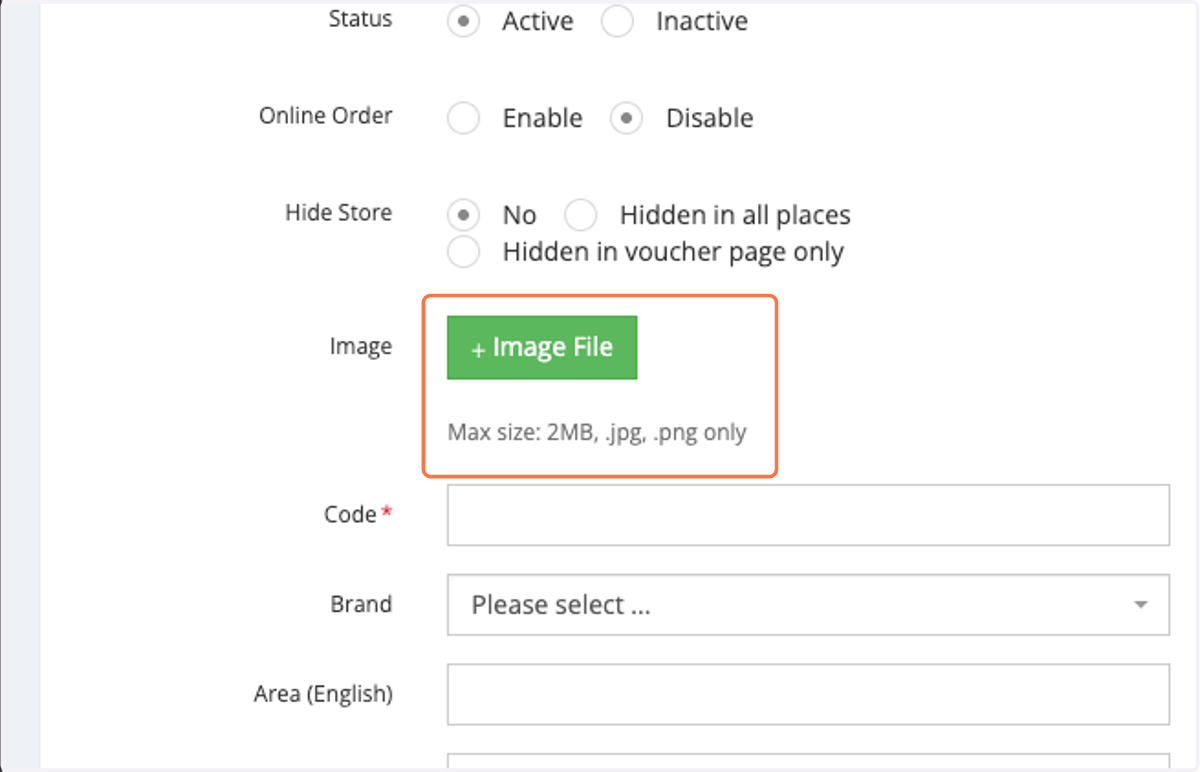 Upload an image for the store.
