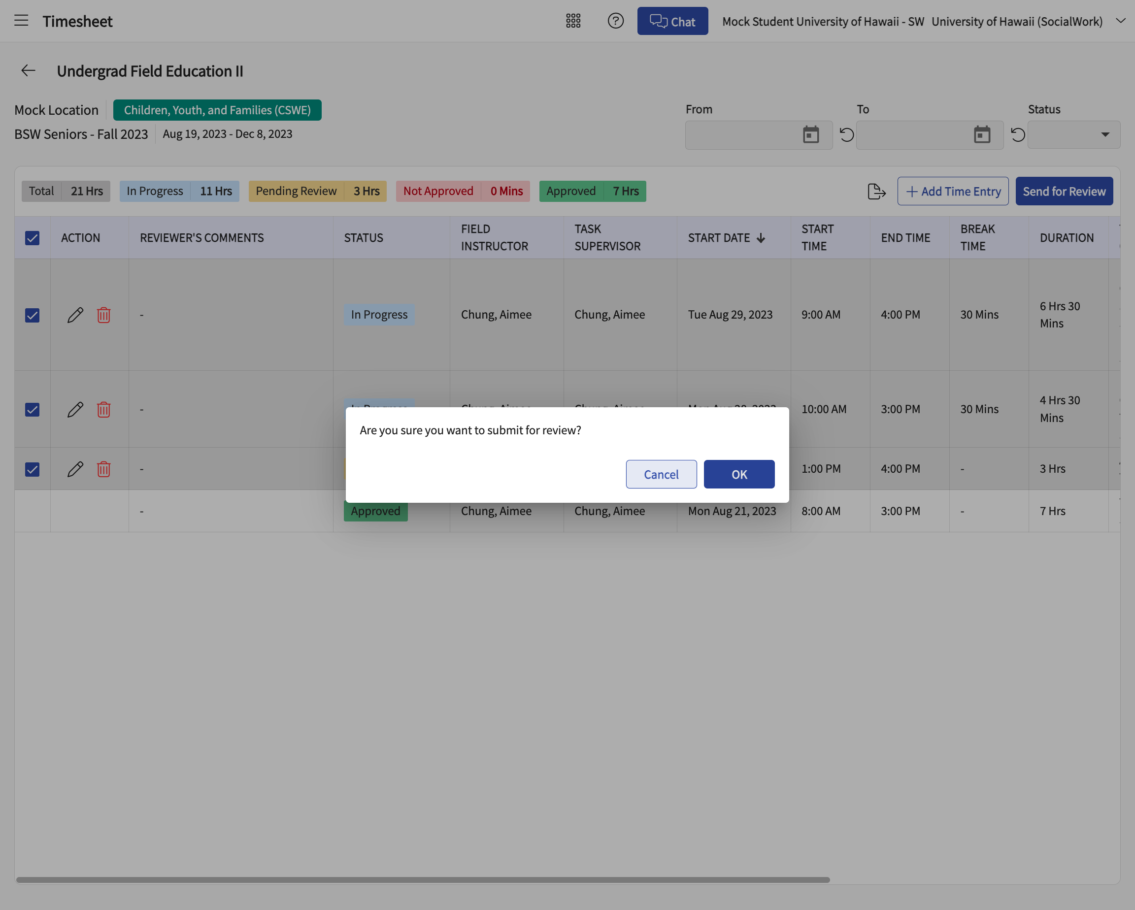 Click on OK in the pop-up.