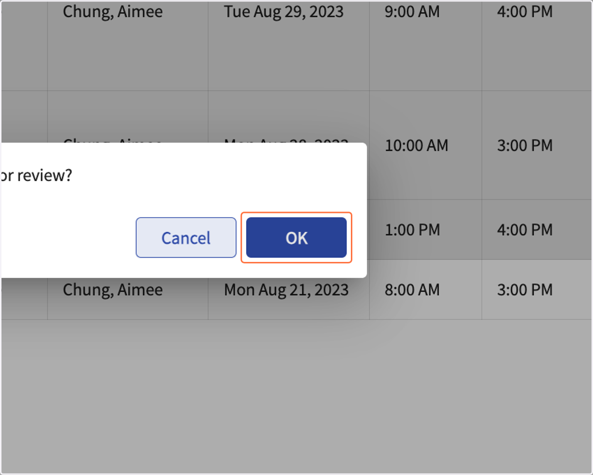 Click on OK in the pop-up.