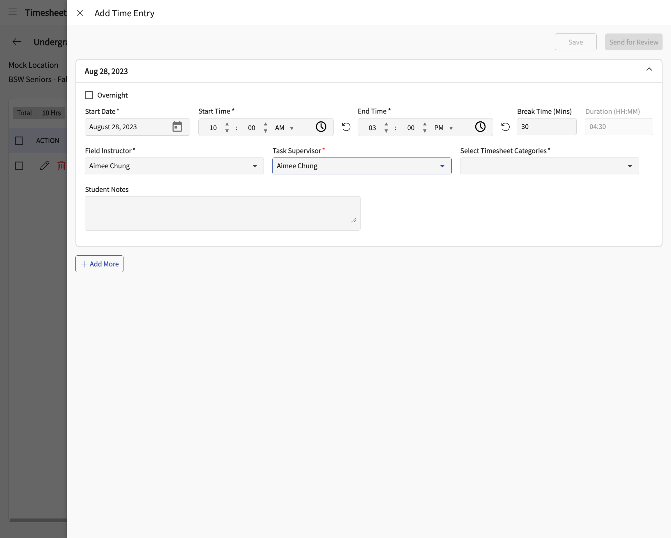 Click on Select Timesheet Categories…