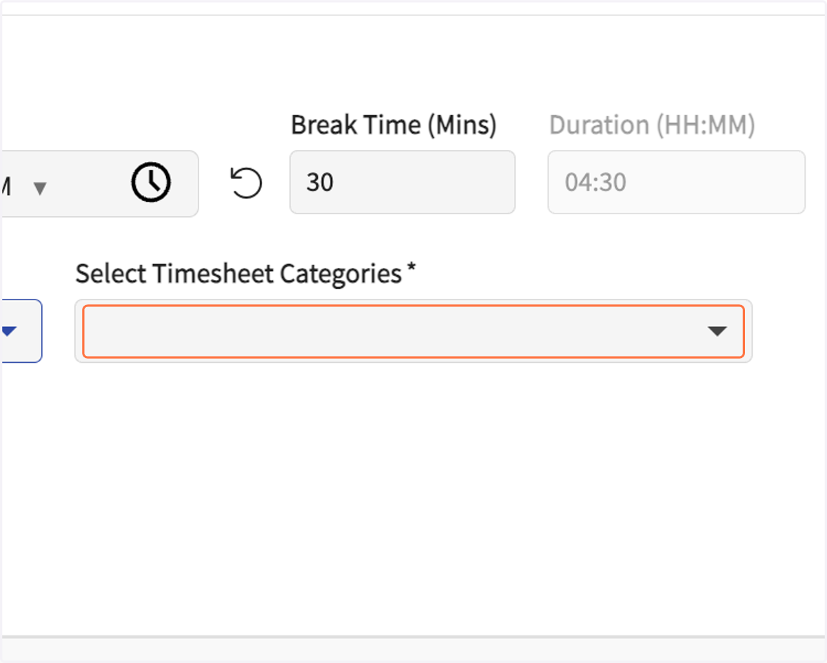 Click on Select Timesheet Categories…