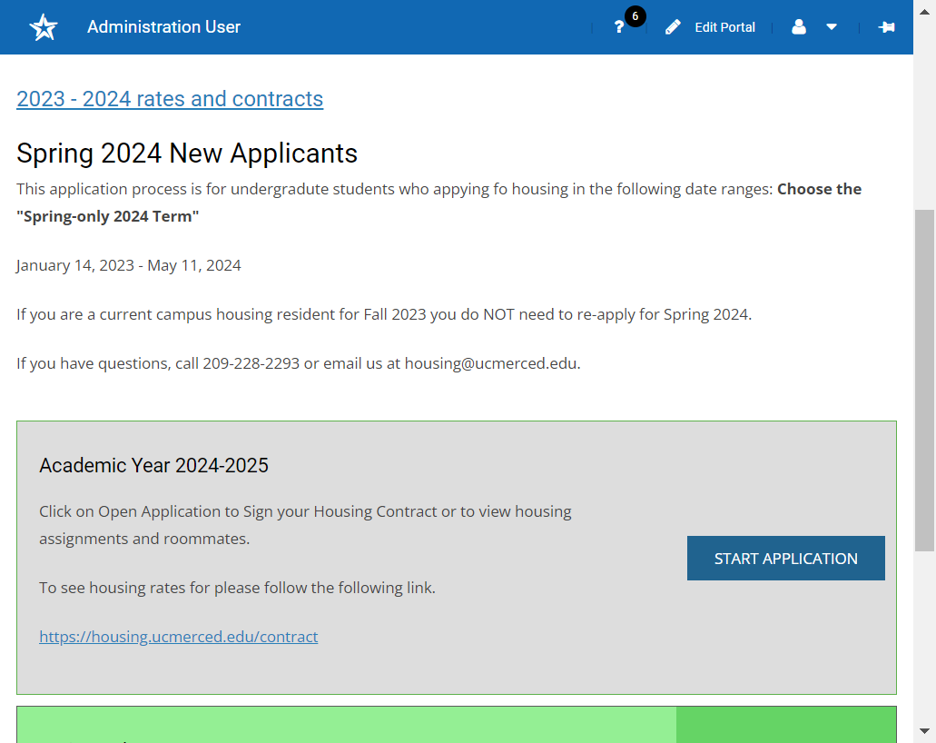 Click on Start Application for Academic Year 2024-2025