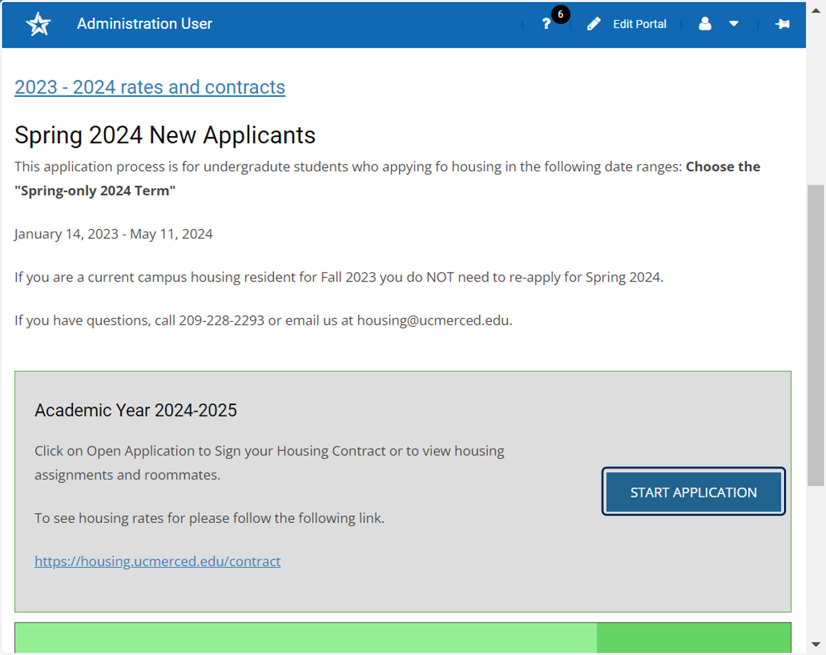 Click on Start Application for Academic Year 2024-2025