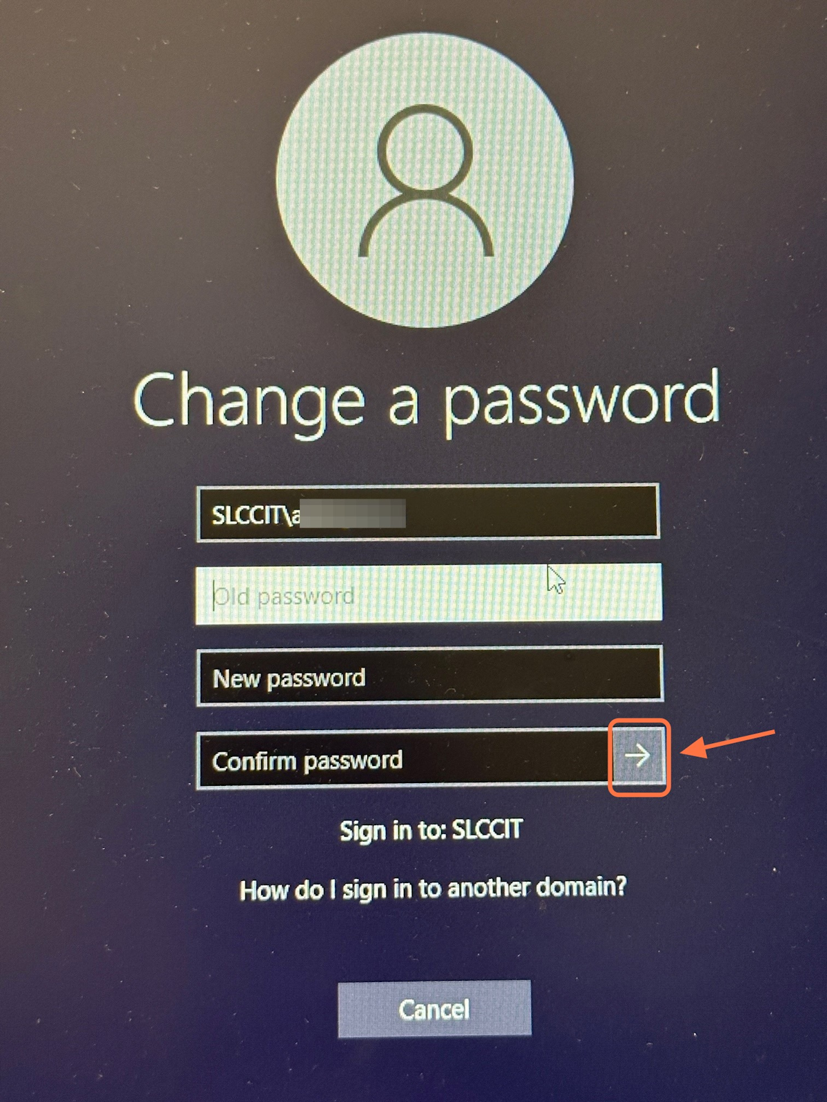 Click the arrow, and your password is changed.
