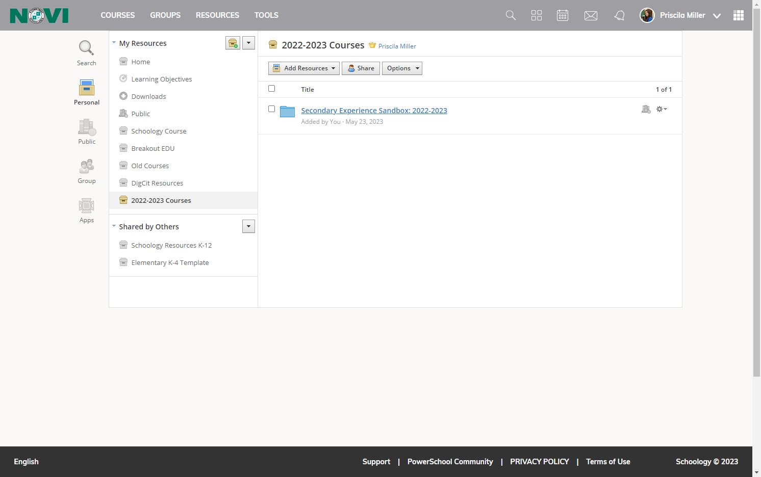 Click on Course folder to access your saved materials
