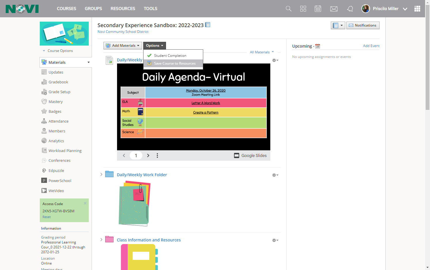 Click on Save Course to Resources