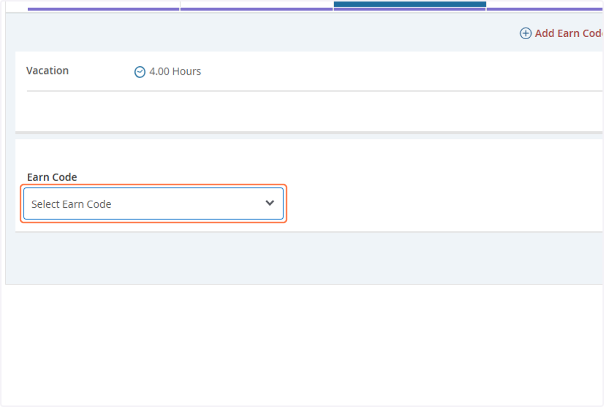Click on Select Earn Code
